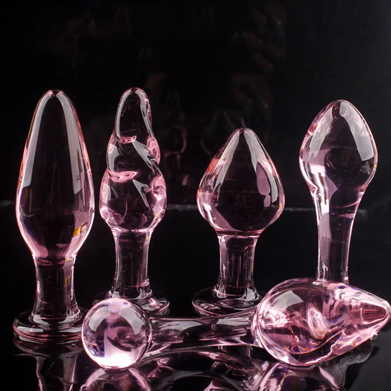 Candiway Exquisite Pink Crystal Glass Anal Plug Adult Masturbation Products Prostate Massager Erotic Toys For Couple (5 Styles) luvshop24