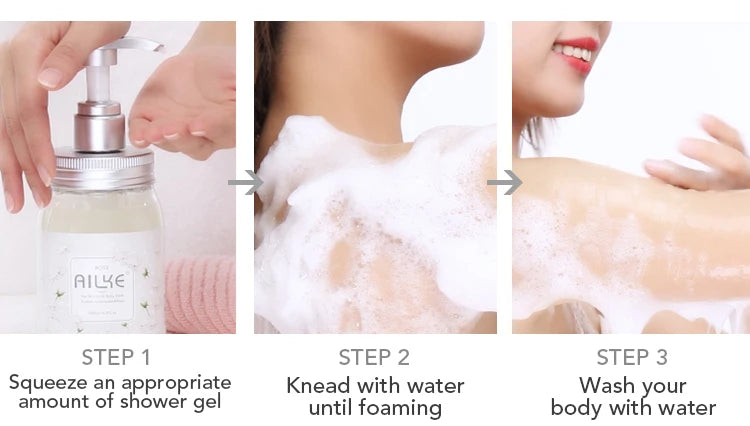AILKE Shower Gel women Cleaning Whitening Roses Body Wash Perfume lotion Scrub fragrant Moisturizing summer bath foam female luvshop24