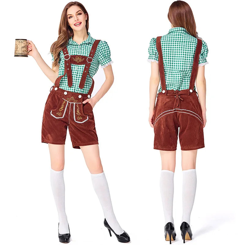 Adult Women German Oktoberfest Lederhosen Costume Bavaria Traditional Festival Beer Party Beer Fancy Dress luvshop24