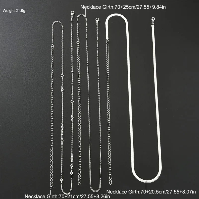 3Pcs Boho Flat Snake Chain Belly Waist Chain for Women Simple Silver Color Zircon Summer Beach Jewelry Female Bikini Accessories luvshop24