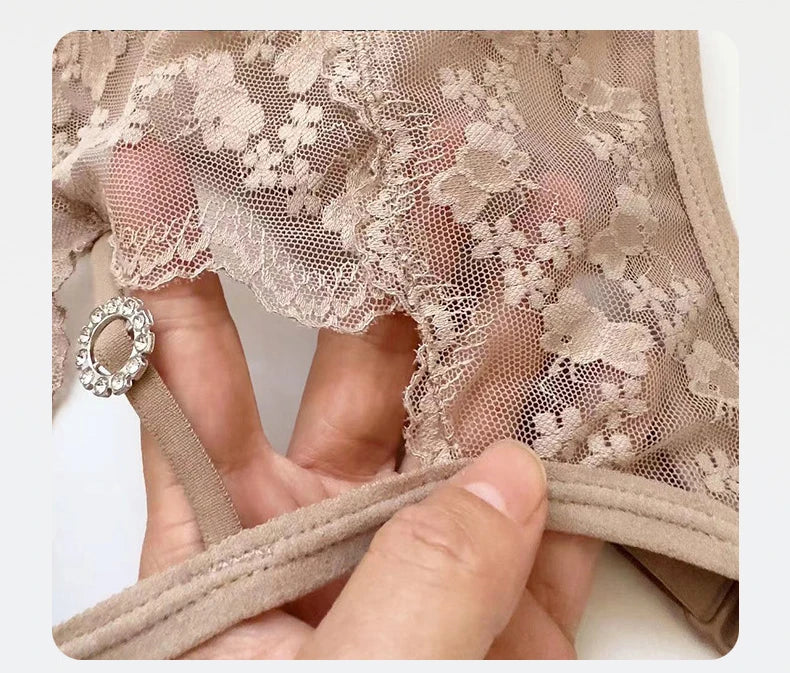 1pcs Lace Sexy Bra No Steel Ring Comfortable Full Cup Large Size Bra Vest Bra One Gather Anti Sagging Underwear luvshop24