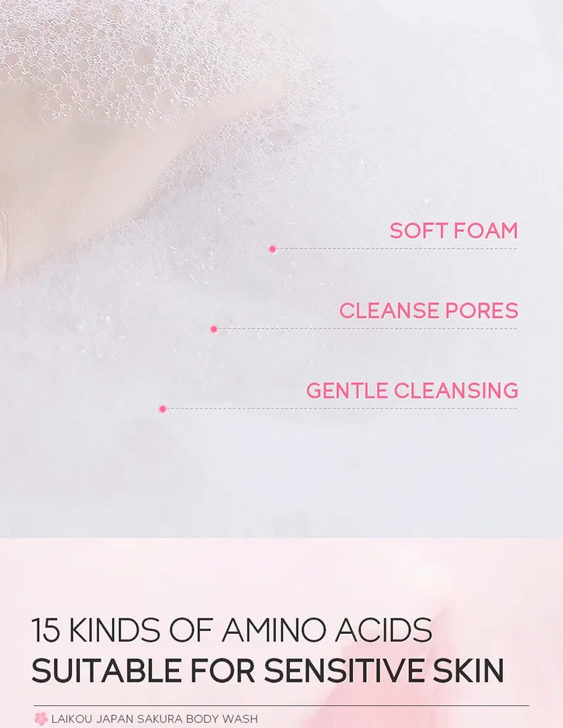 LAIKOU Sakura Shower Gel Long Moisturizing Smooth Long Lasting Fragrance Gentle Foam Body Cleansing Bath Product 100ml luvshop24