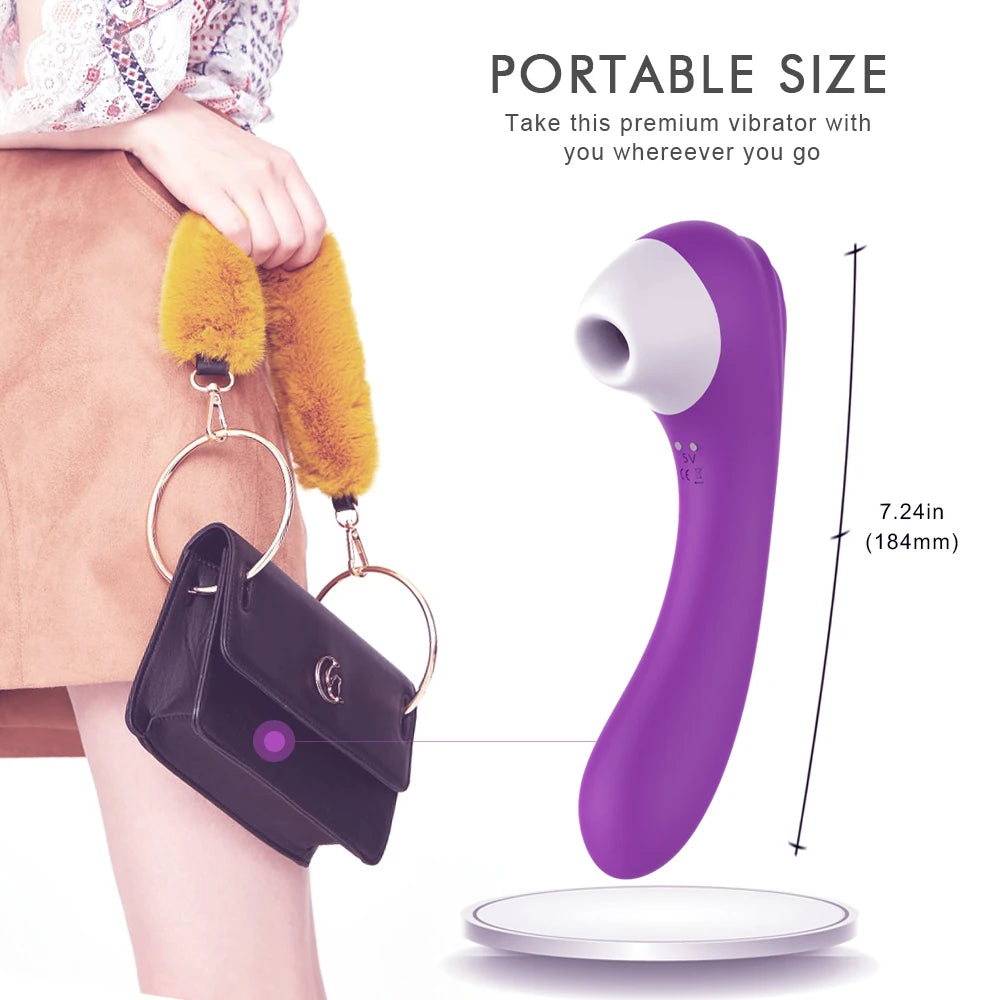 2-in-1 Clitoral Suction Cup G-Spot Vibrator Strong Vibration Dildo Sex Toy Female Dual Stimulation Female Masturbator Waterproof luvshop24