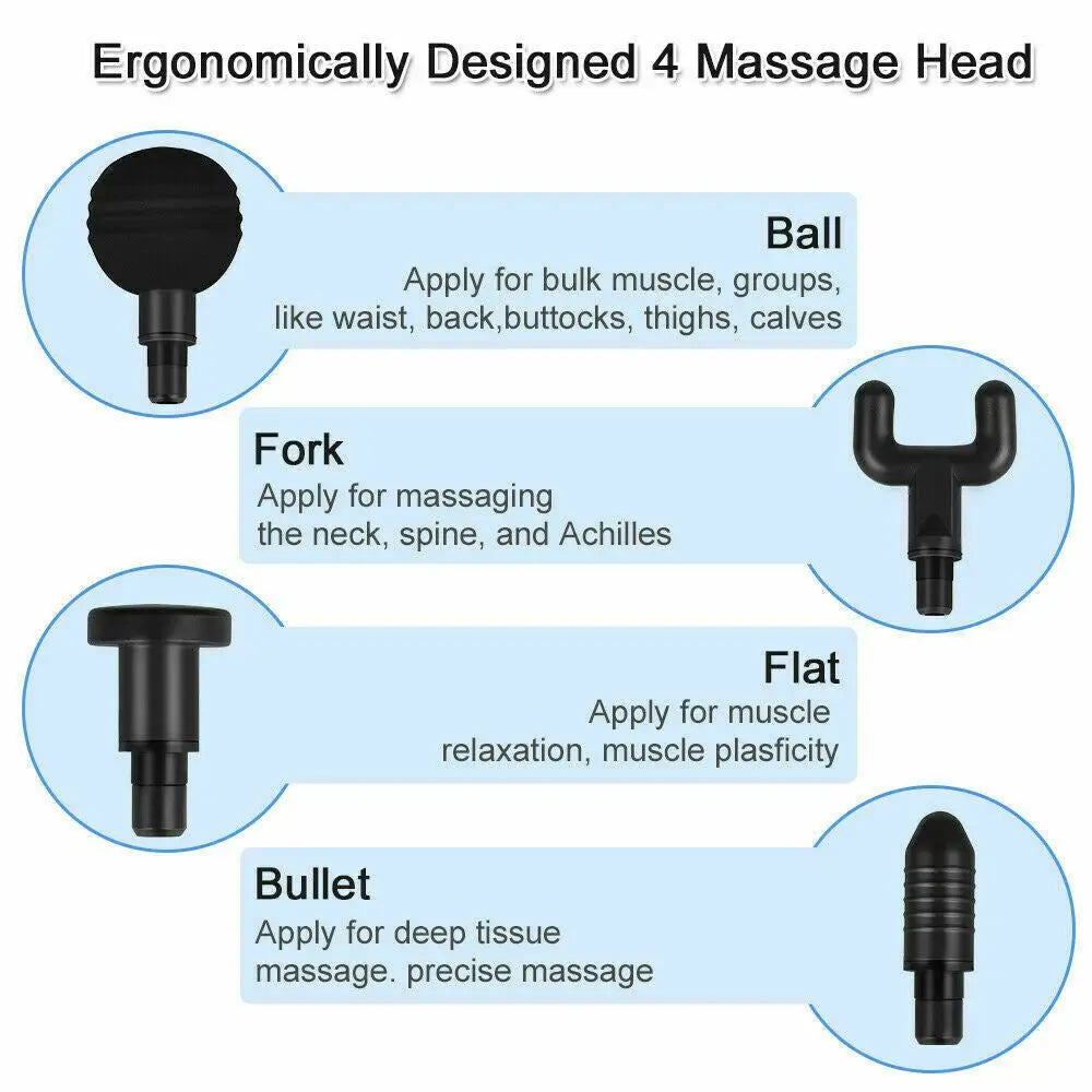 Sports Massage Gun with 4 Heads Deep Tissue Muscle Relaxing Percussion Massager luvshop24