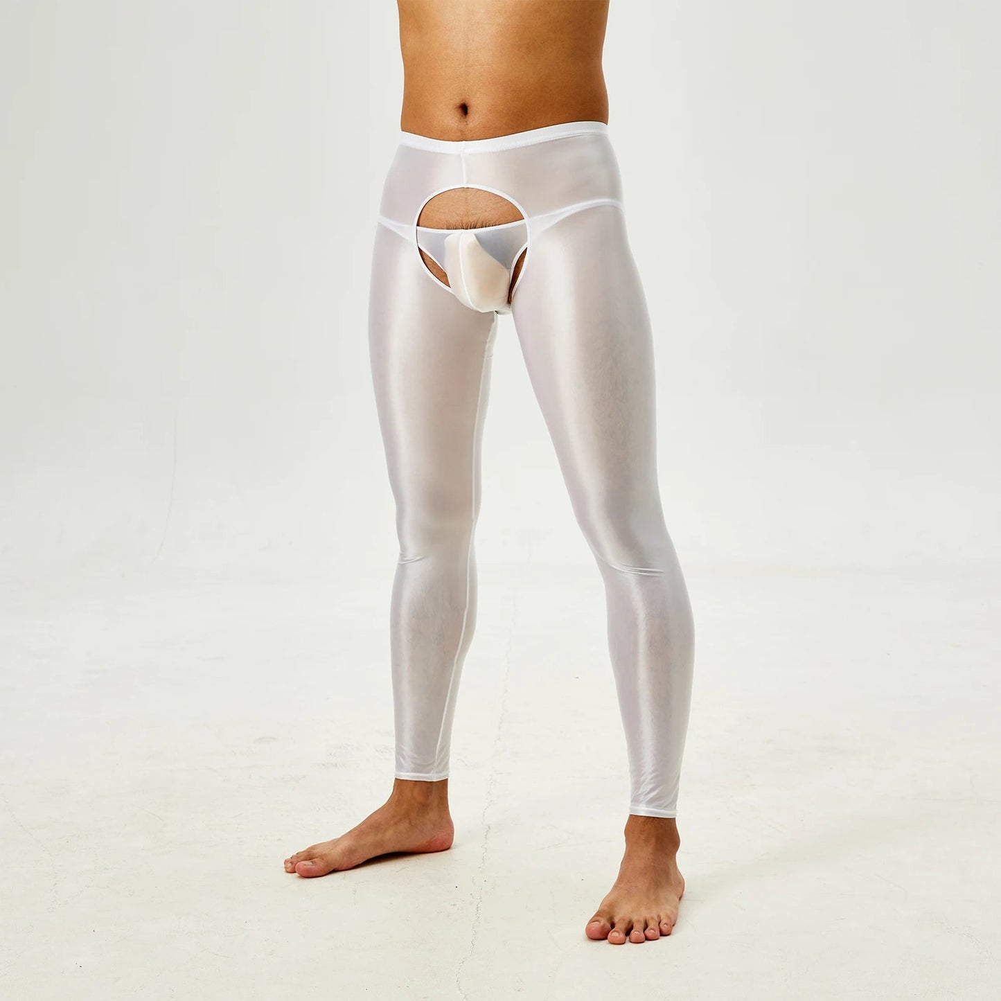 Glossy Crotchless Open Butt Leggings Mens Gays Erotic Nightwear Underpants High Waist Slim Fit Tights Underwear Baselayer Pants luvshop24