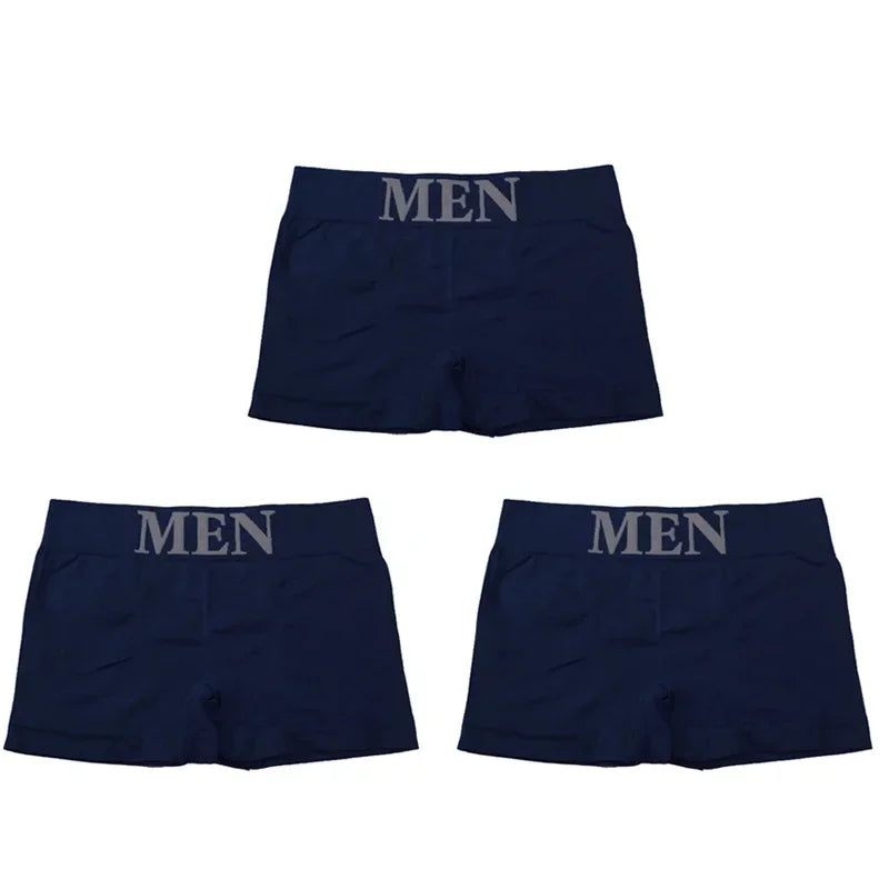 3 Pcs Men's Panties Underwear Boxers Breathable Man Boxer Solid Underpants Comfortable Male Brand Shorts Black Blue Underwear luvshop24