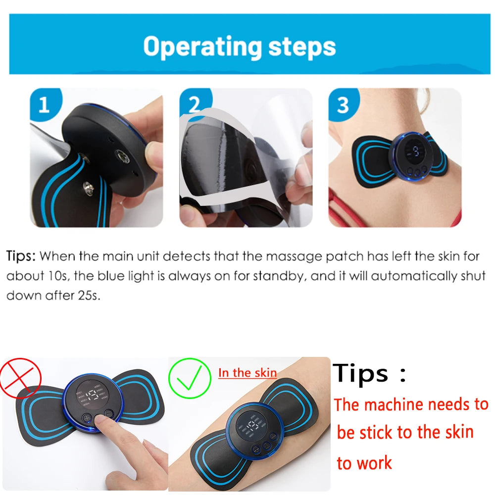 EMS Neck Massager Electric Muscle Stimulator Cervical Sticker Massage Patch Low Frequency Pulse Masajeador Pads Body Pain Relief luvshop24