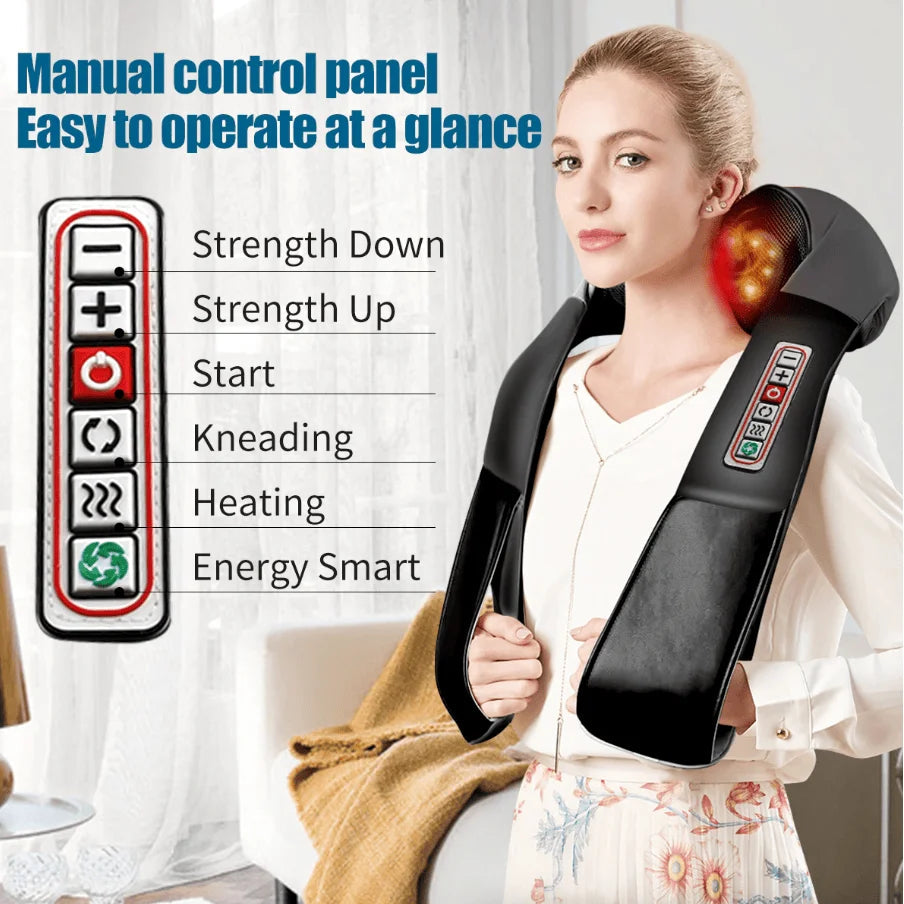 Shiatsu 3D Kneading Pillow Deep Tissue Back Neck Shoulder Massager with Heat luvshop24