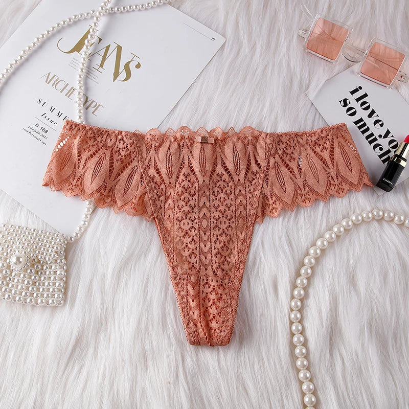 Hollow Out Lace Sexy Girls G String Panties Women Briefs Transparent Thong Thin Underwear Female Low Waist Lingerie Size S-XL luvshop24
