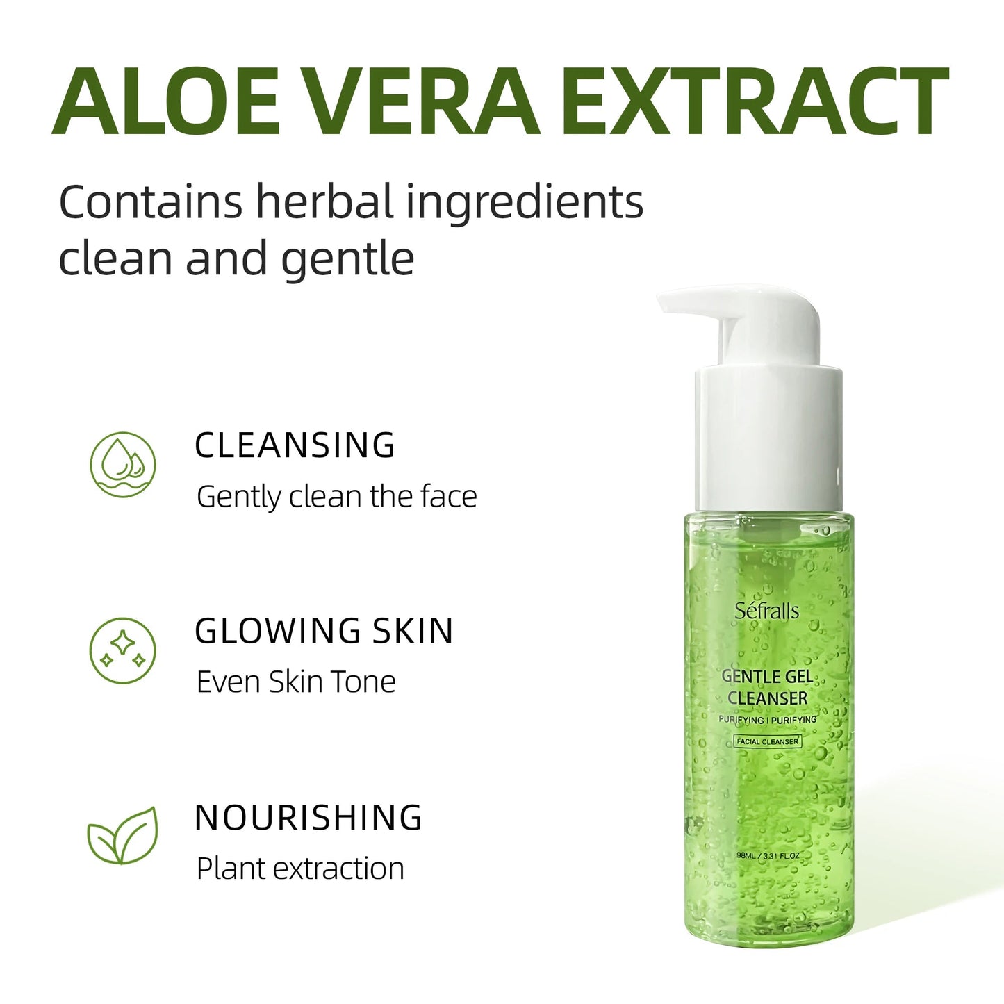Séfralls Aloe Cleansing Gel Cleansing 98ml*3pcs Soothing And Purifying Cleansing Gel Oil Control High-Tolerance Cleanser luvshop24