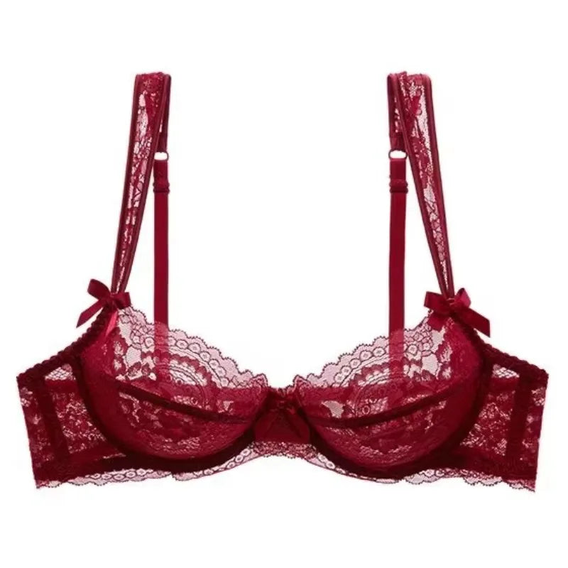 Lace Sexy Bra Women Thin See Through Lingerie Bow Embroidery Intimates Lingerie Female Daily Underwear luvshop24