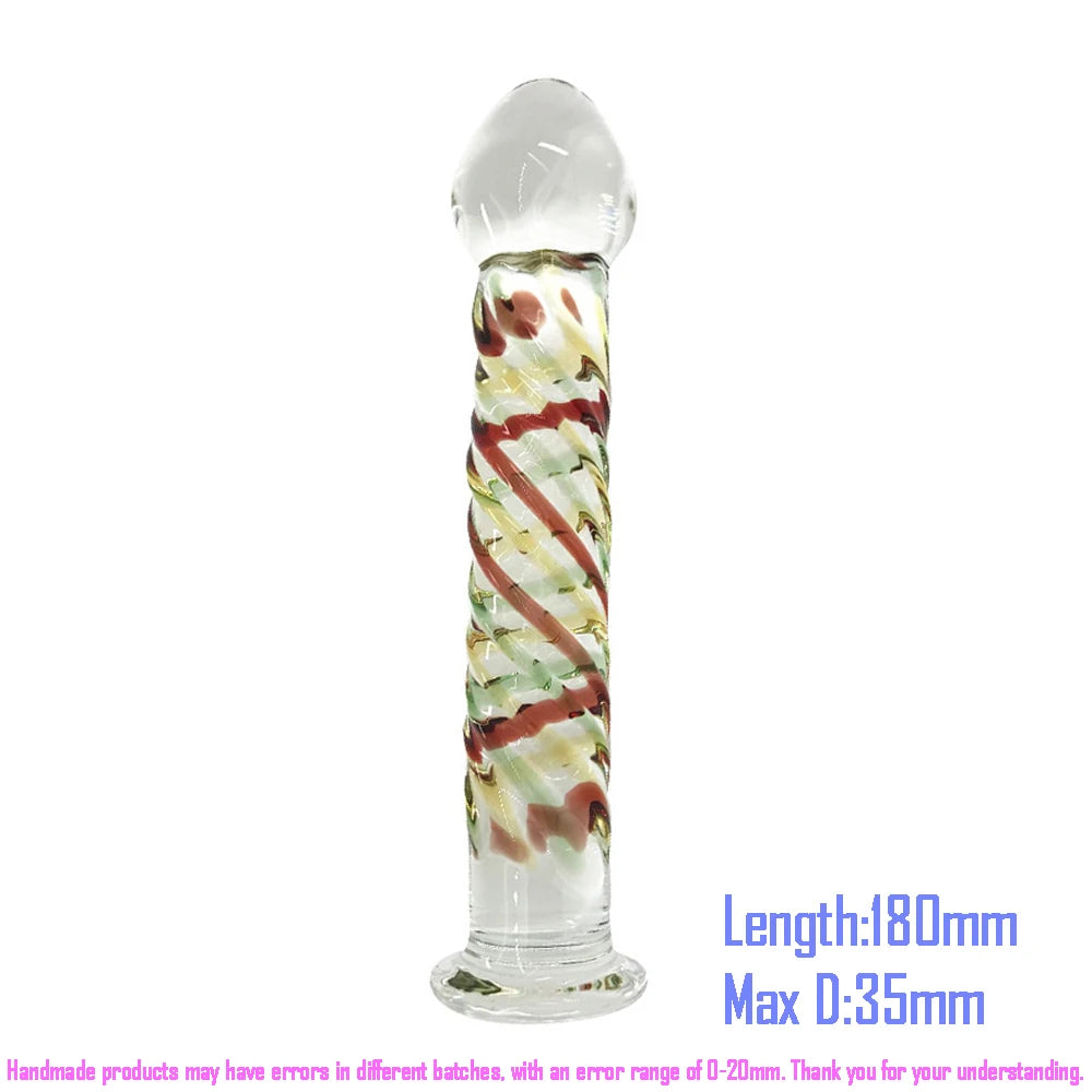 Pyrex Glass Dildo 195x33mm Fake Penis Crystal Anal Beads Butt Plug Prostate Massager G Spot Female Masturbation Toys luvshop24