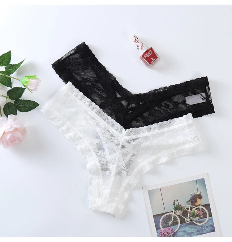 New Panties Women Lace Underwear Sexy Low Rise Briefs Hollow Out G String Underpant Solid Comfortable Female Temptation Lingerie luvshop24