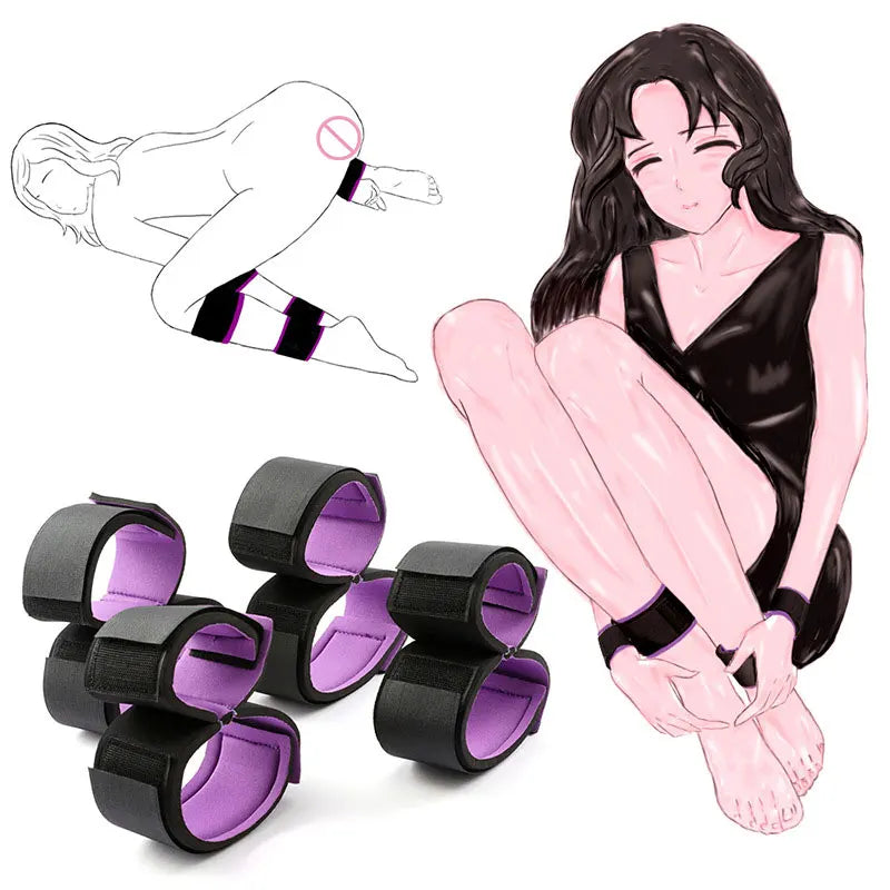 Erotic Bondage Kit BDSM Restraints Fetish Erotic Sex Toys For Couples Women Bandage Slave Collars Obedience Handcuffs Adult Game luvshop24