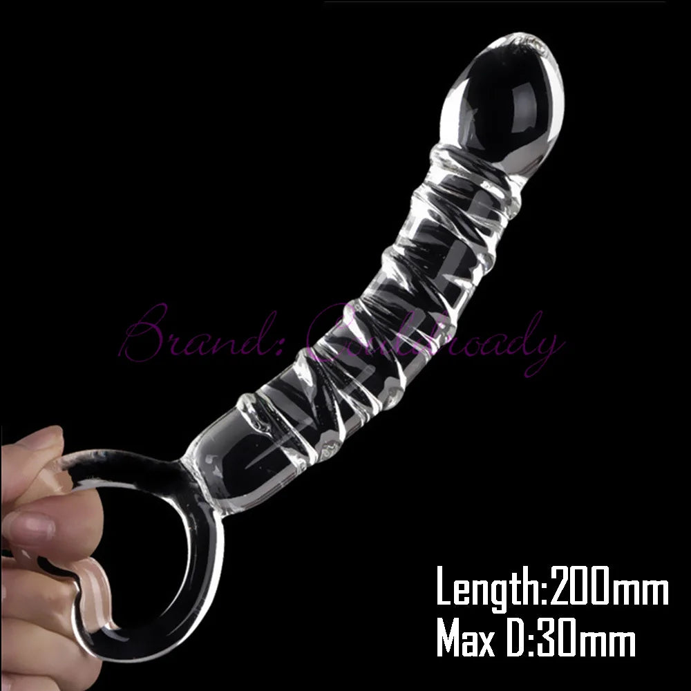 Pyrex Glass Dildo 195x33mm Fake Penis Crystal Anal Beads Butt Plug Prostate Massager G Spot Female Masturbation Toys luvshop24