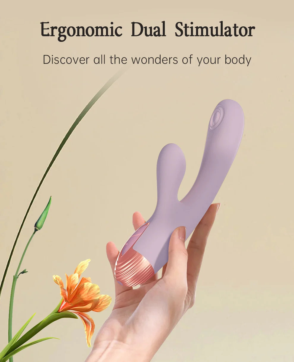 DRY WELL Rabbit Vibrator with Unique Patting Function Clitoris Stimulator Dildo with 10 Powerful Modes Dual Motor Stimulator luvshop24