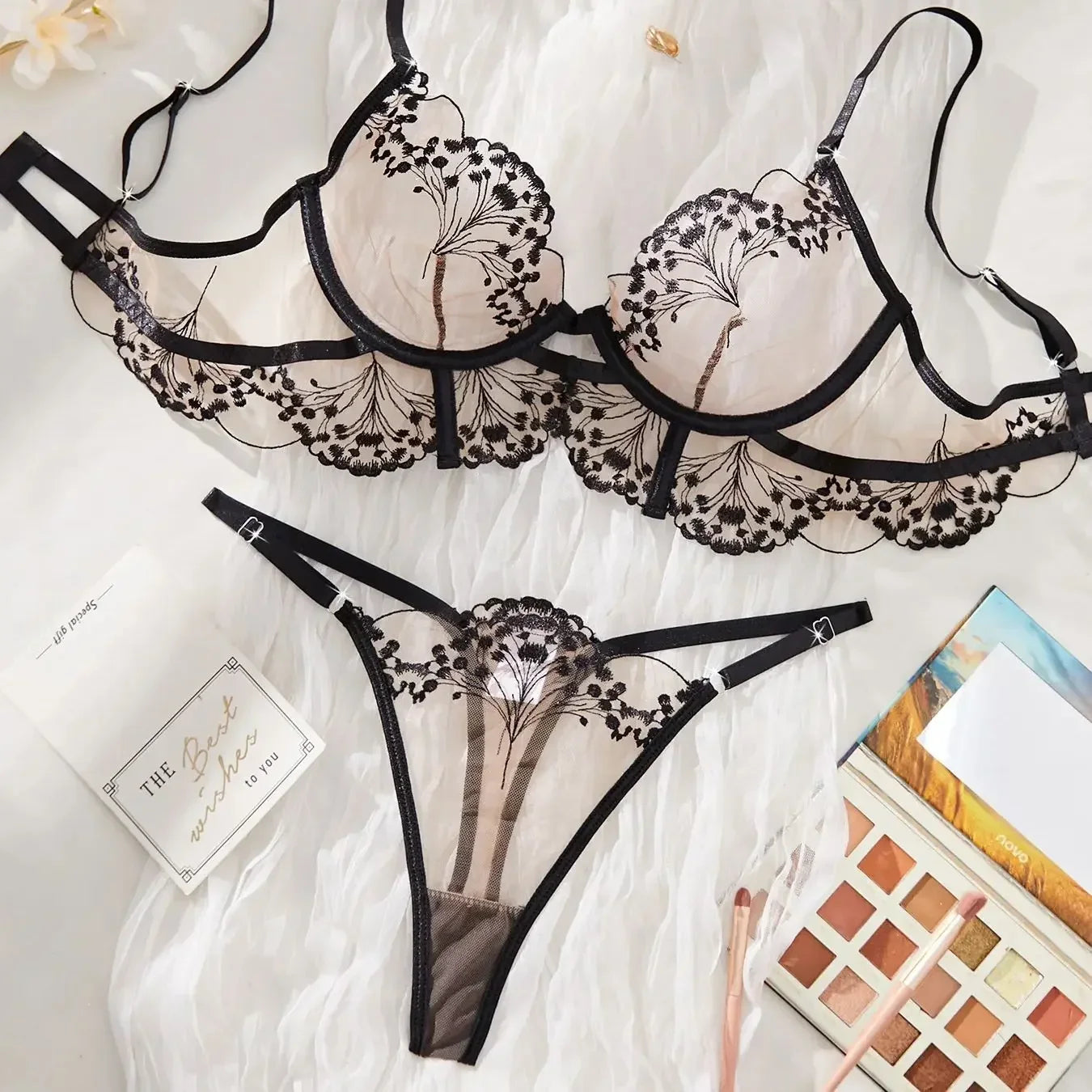 Lace Lingerie Ultra Sexy Underwear Women Set Sexy Adult Delicate Embroidery Intimate Underwear Transparent Bra Lingerie Sets luvshop24