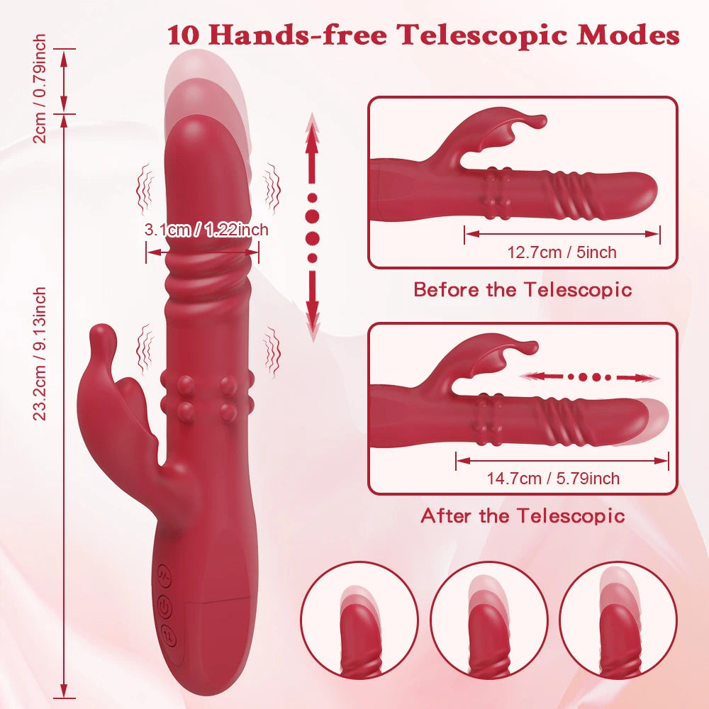 Rabbit Vibrator For Women Powerful G Spot Telescopic Rotating Clitoris Vagina Stimulator Female Masturbator For Adult Sexy Toys luvshop24