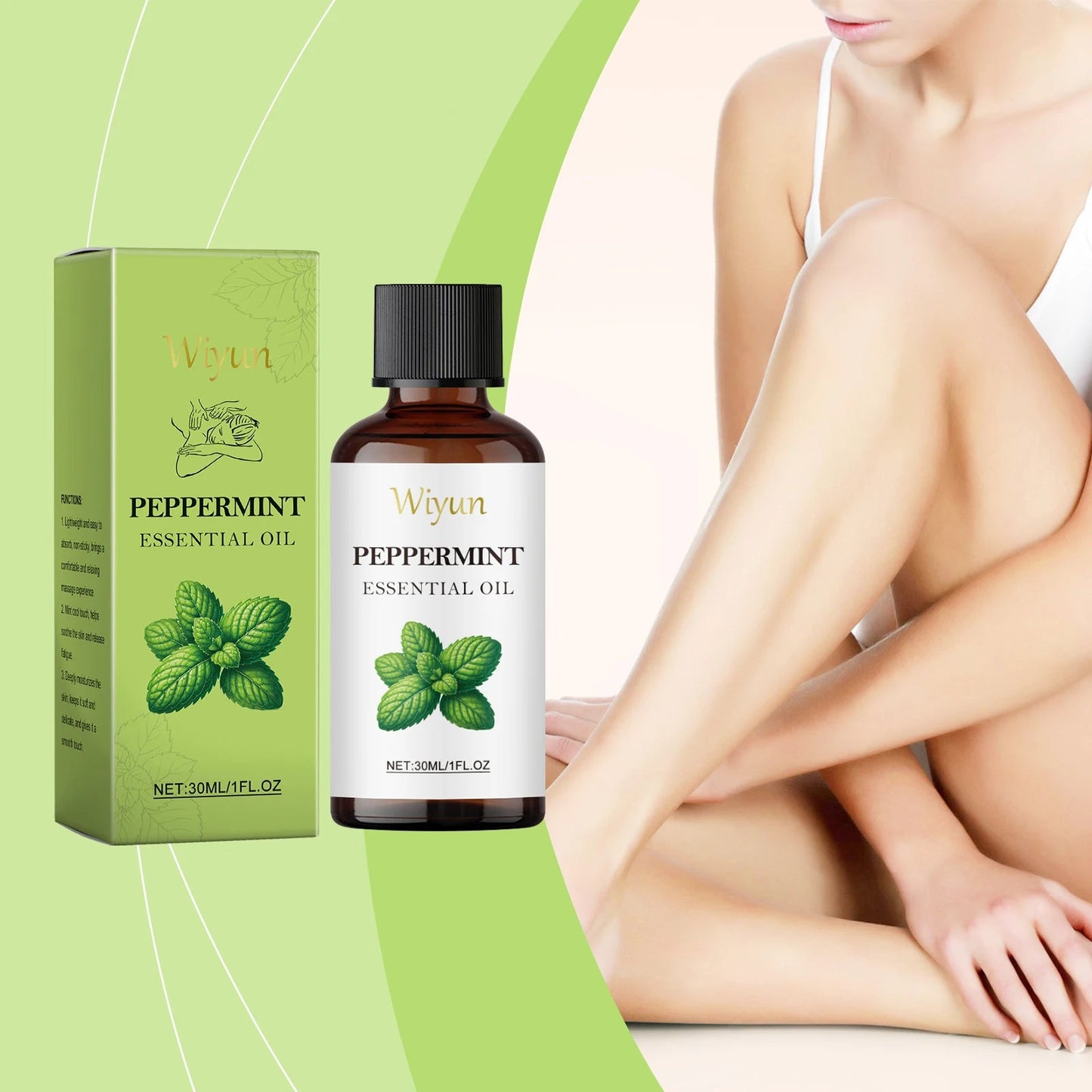 Peppermint Body Massage Oil - Cooling Moisturizing Formula For Skin Care, Lightweight Fast-Absorbing Essential Oil Blend luvshop24