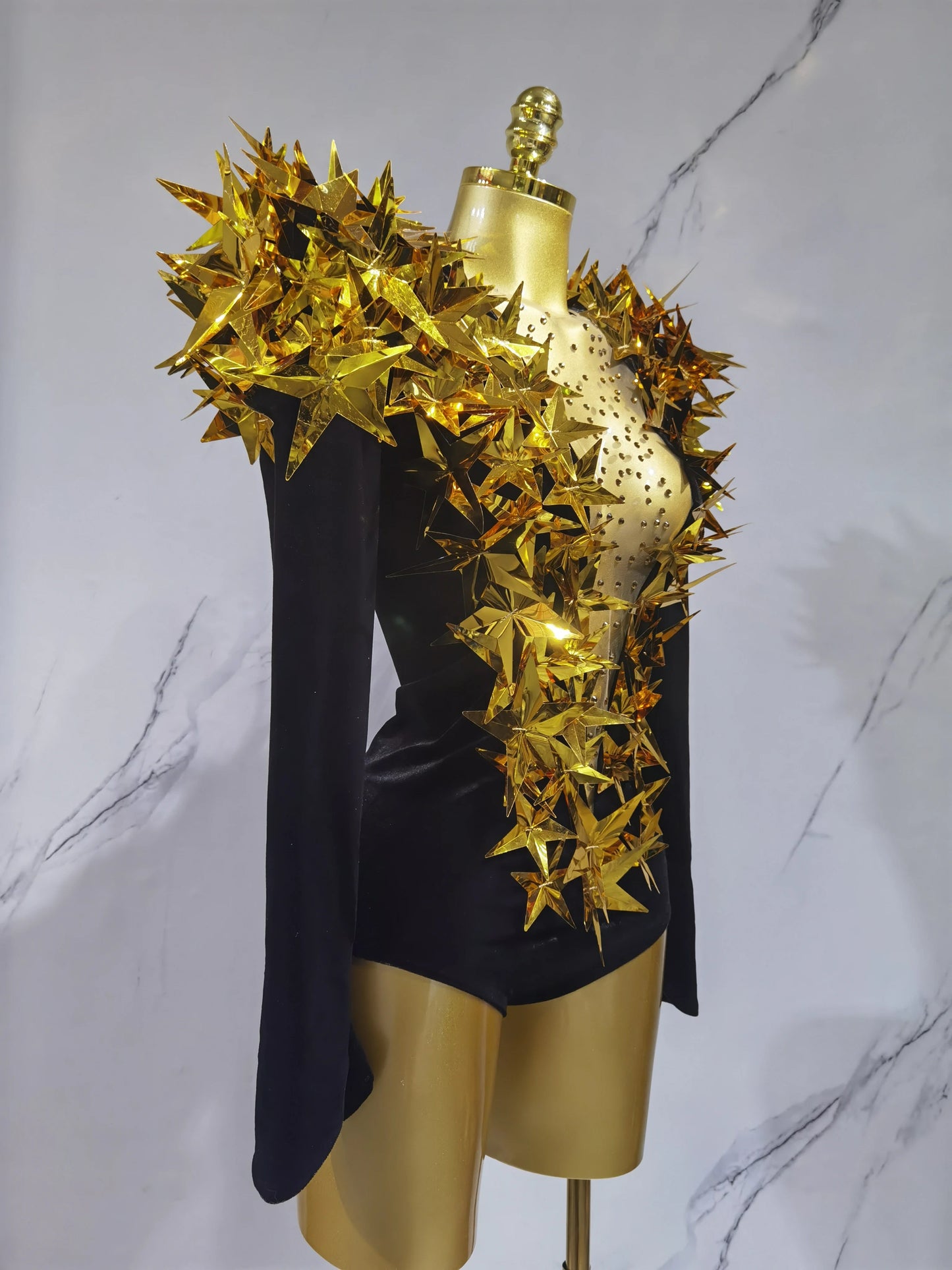 2025 New Shiny Black Rhinestone Velvet Long Sleeve Bodysuit Women Evening Party Club Gala Hosts NightClub Bar Stage Costumes luvshop24