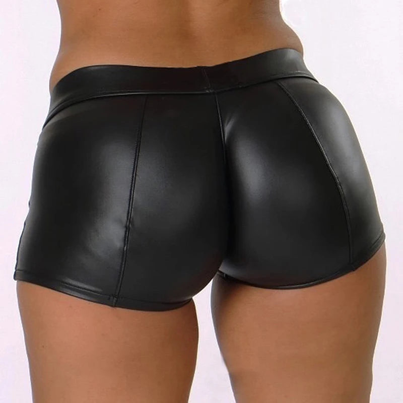 2024 Sexy Womens Shorts Shiny Elastic High Waist Shiny Faux PU Leather Short Pants Slim Hot Dance Clubwear Mini Shorts luvshop24