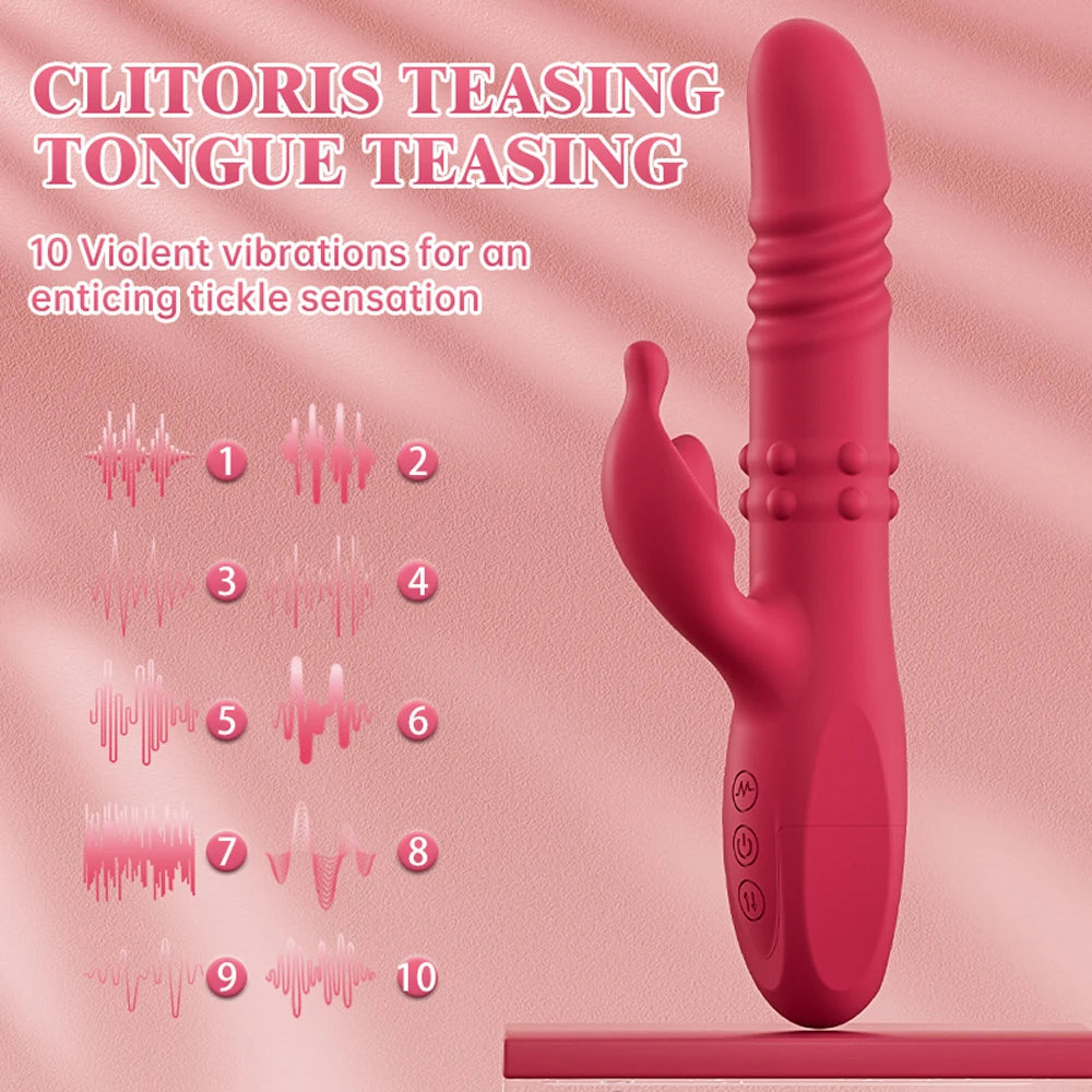 Telescopic Rabbit Vibrator Rotating Massage Vaginal Clitoris Vibration Stimulator G-spot Orgasm Masturbator Adult Couple Toys luvshop24