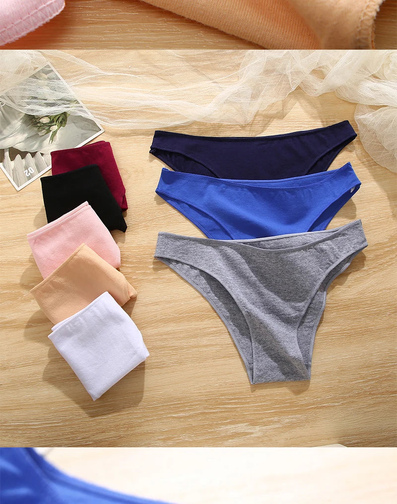 FINETOO 5PCS/Set M-XXL Panties Women Cotton Lingerie Woman Underwear Sexy Femme Underwear Girls Underpant Panty 7 Solid Colors luvshop24