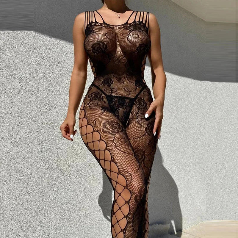 Porn Transparently Crotchless Lingerie Lace Toys For Adults Sexual Patner Sexy Woman Full Body Stocking Couples Erotic Costume luvshop24