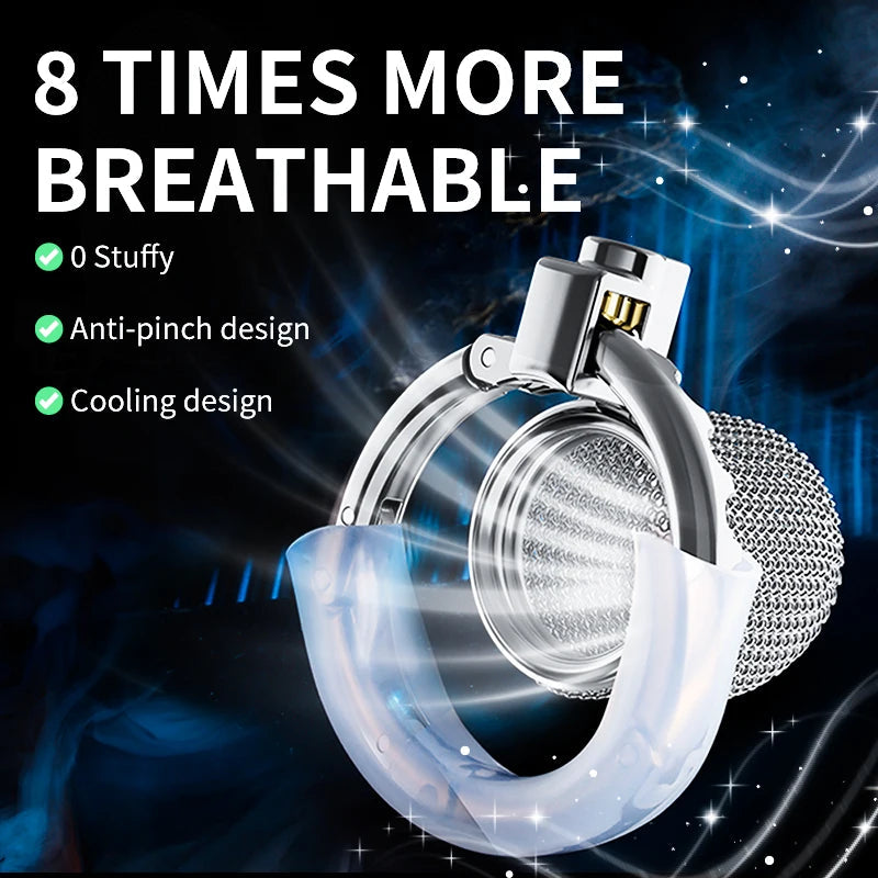 Male Metal Mesh Chastity Cage Sexy Adult Man Chastity Device Cock Cage Adjustable Penis Ring Chastity Lock BDSM Sex Toys For Men luvshop24
