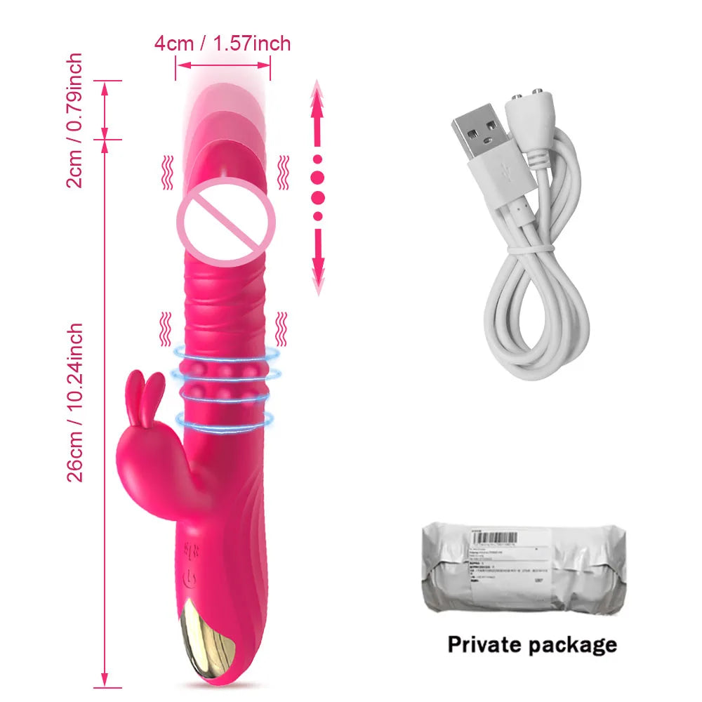 Rabbit Vibrator For Women Powerful G Spot Telescopic Rotating Clitoris Vagina Stimulator Female Masturbator For Adult Sexy Toys luvshop24
