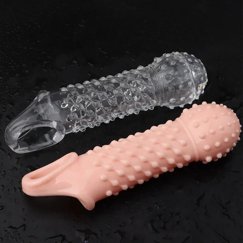 Reusable Condom for Sexual Pleasure Hard Rough Big Condom Penis Sleeve Extender for Men Delay Ejaculation luvshop24