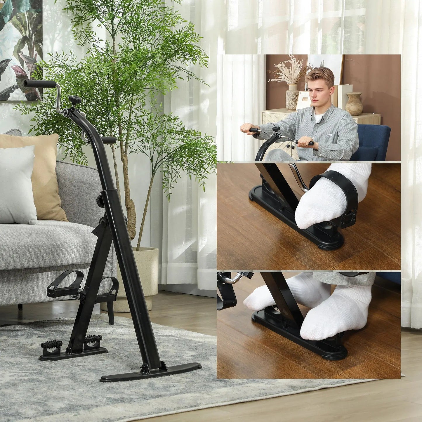 Seniors Elderly Foldable Leg Exercise Bike Seated Pedal Exerciser LCD Monitor for Rehabilitation Recovery Therapy Leg Massager luvshop24