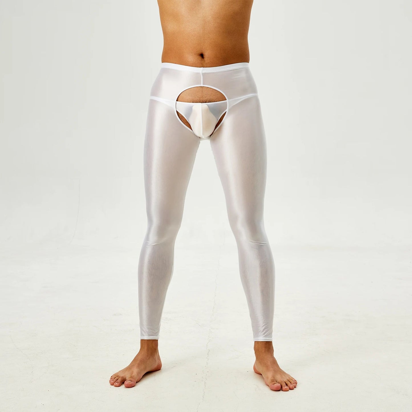 Glossy Crotchless Open Butt Leggings Mens Gays Erotic Nightwear Underpants High Waist Slim Fit Tights Underwear Baselayer Pants luvshop24