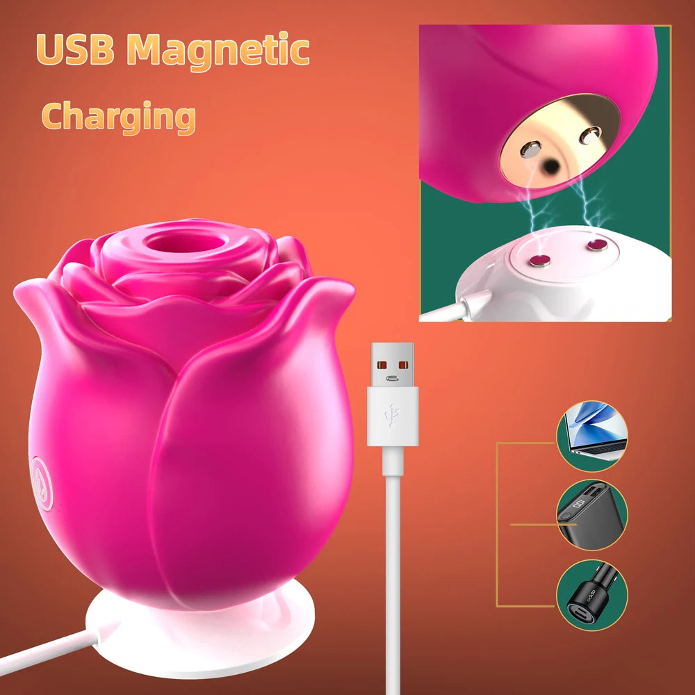 Rose Shape Vagina Sucking Vibrator Nipple Massager Clitoral Vacuum Stimulator Vibrating Female Masturbator Sex Toys for Adults luvshop24