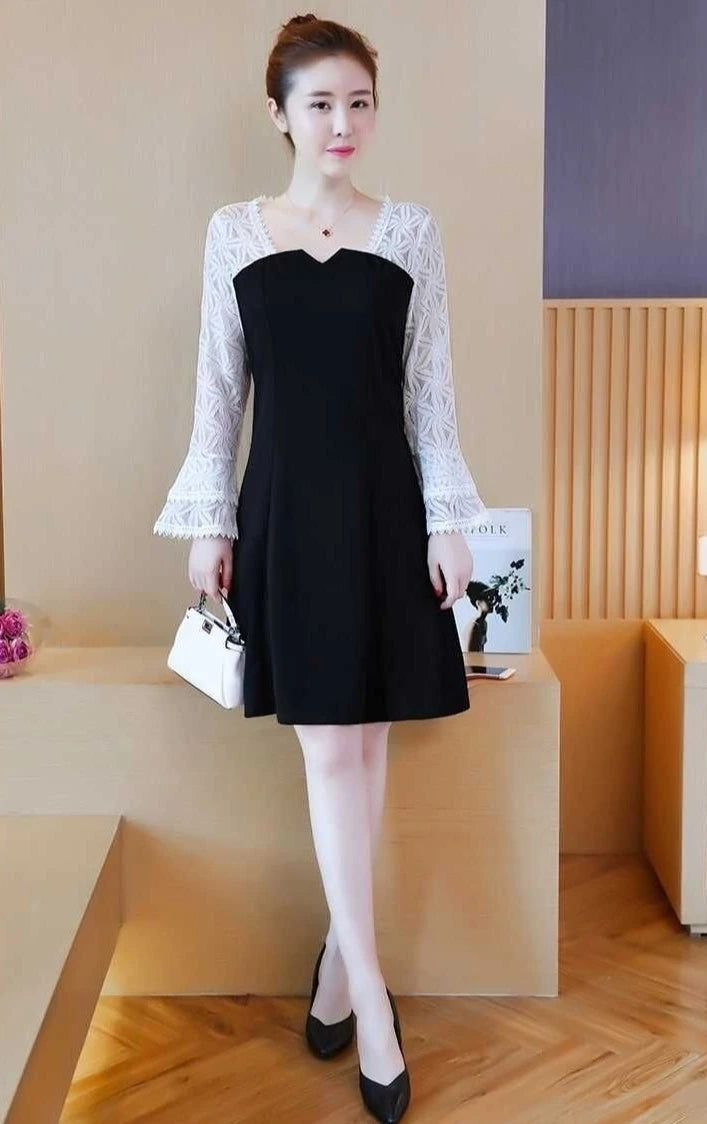 Lace Female Dress Loose Chic and Elegant Pretty One-piece Spring Autumn 2025 Kpop Sensual Sexy Women's Long Sleeve Dresses Midi luvshop24
