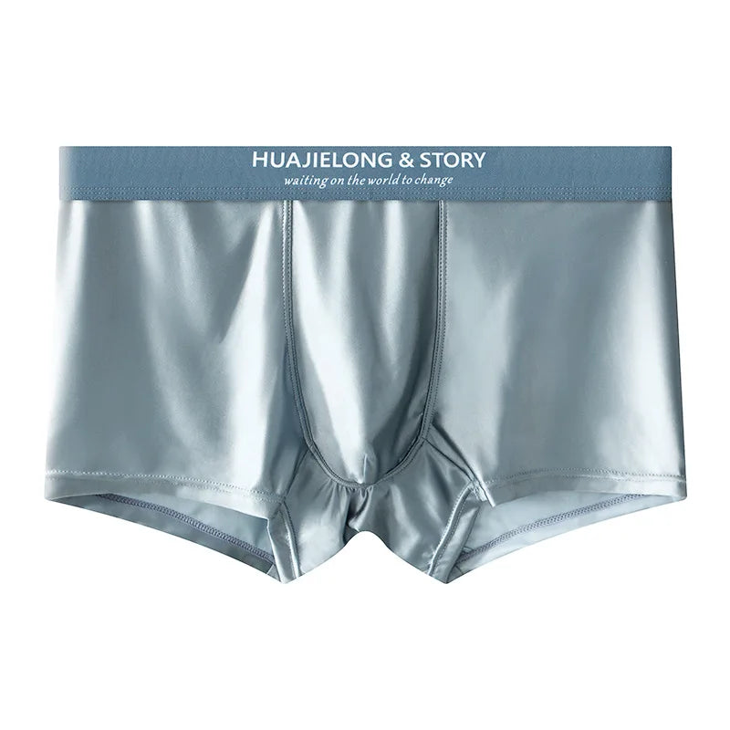 1/3Pcs Breathable Thin Satin Silk Boxer Briefs Seamless Mid Waist Ice Silk Boxers Underpants Smooth Underwear for Men Daily luvshop24