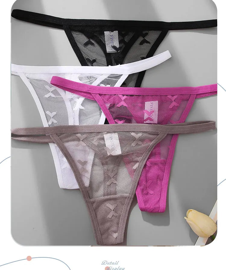 5Pcs Women Sexy Lace Floral G-String Panties String Transparent Underwear Intimates Panties Thong Low Waist Briefs Lingerie luvshop24