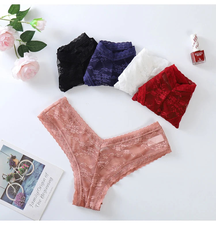 New Panties Women Lace Underwear Sexy Low Rise Briefs Hollow Out G String Underpant Solid Comfortable Female Temptation Lingerie luvshop24