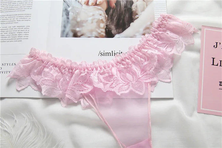Lace Sexy Thongs Transparent Women's Underwear Cotton Crotch Hollow Out Traceless Panties Seamless Low Waist Seamless Briefs luvshop24