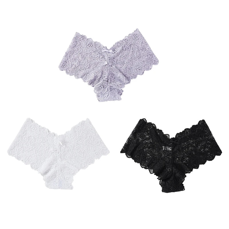 3Pcs Sexy Floral Lace Panties Women Briefs Low Waist Soft Lingerie Comfortable Female Underwear Girls Intimates Panties luvshop24