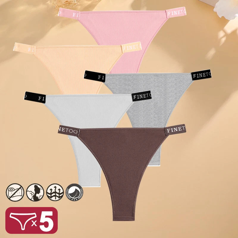 5PCS/Set Sexy Lingerie Women Cotton Panties Finetoo Letter Low Waist Female Briefs Underwear Comfort Underpants Women Intimates luvshop24