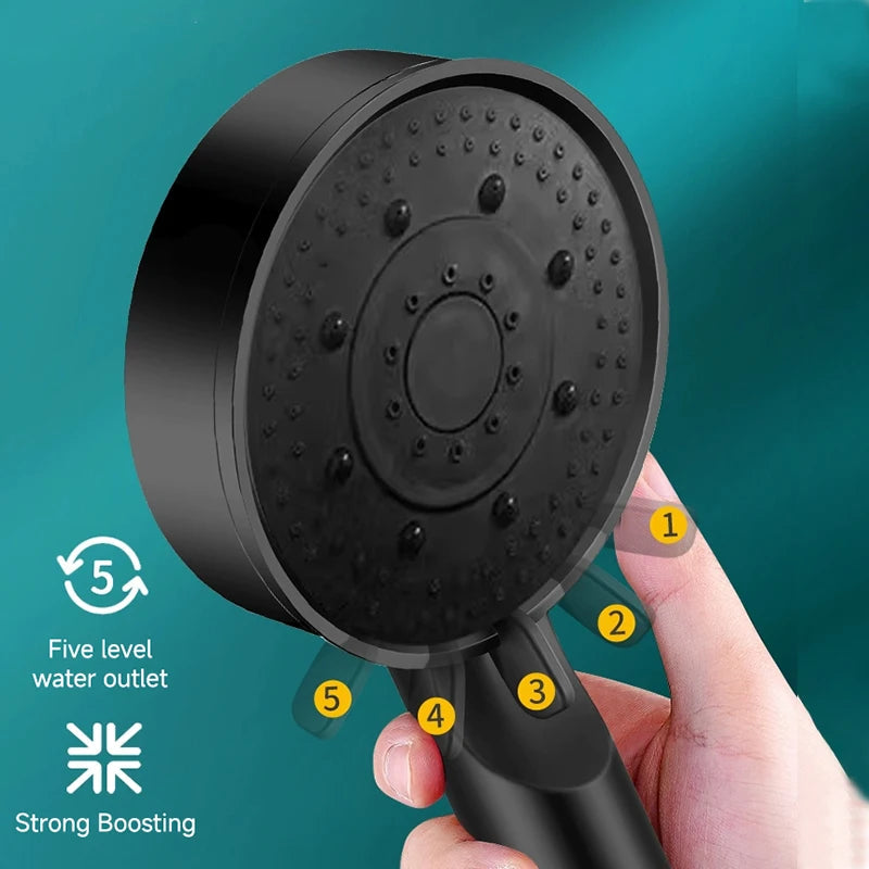 5 Modes Pressure Boost Shower Head Multifunction Adjustable Large Water Shower Nozzle Massage Bathroom Accessory luvshop24