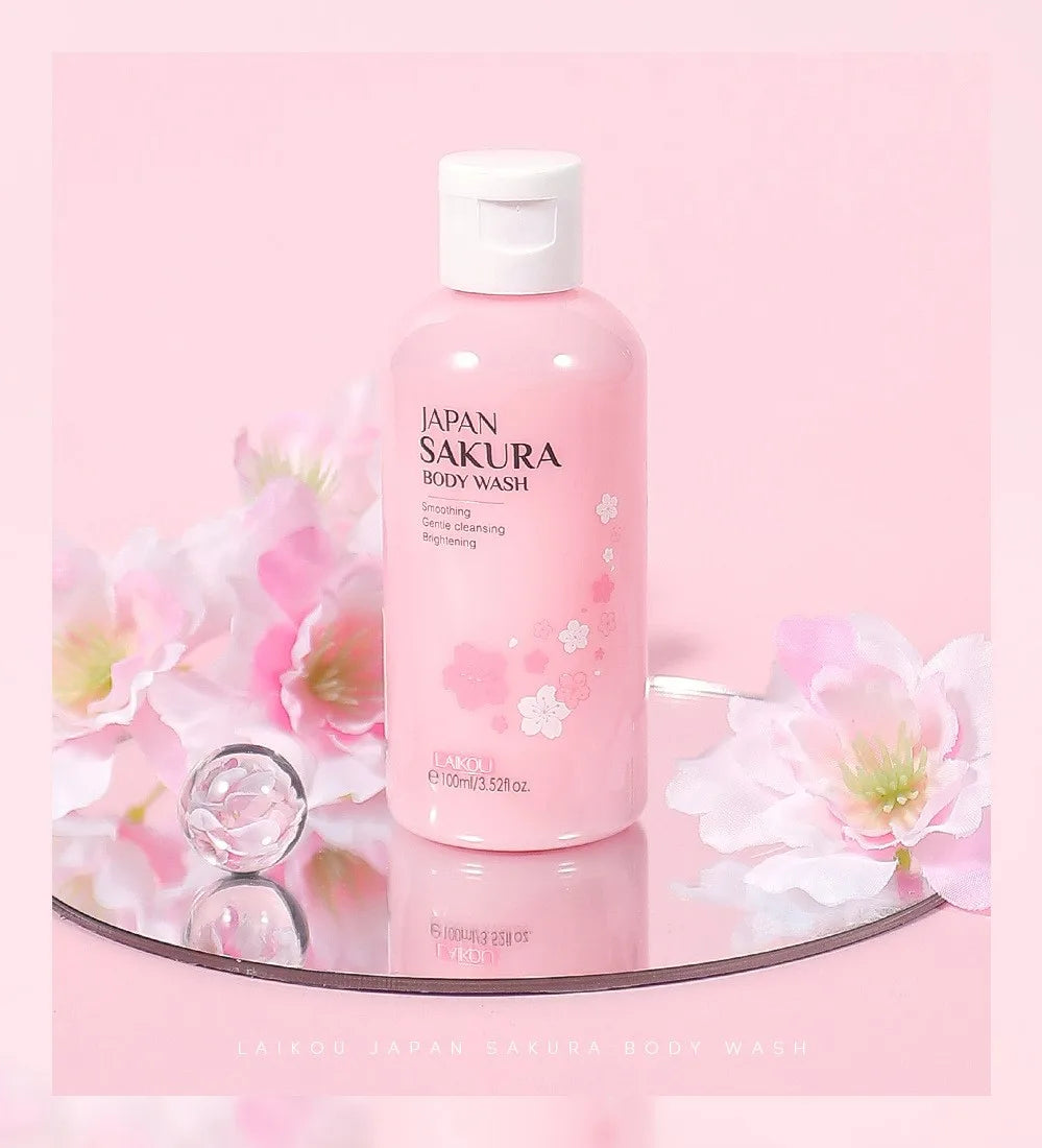 LAIKOU Sakura Shower Gel Long Moisturizing Smooth Long Lasting Fragrance Gentle Foam Body Cleansing Bath Product 100ml luvshop24