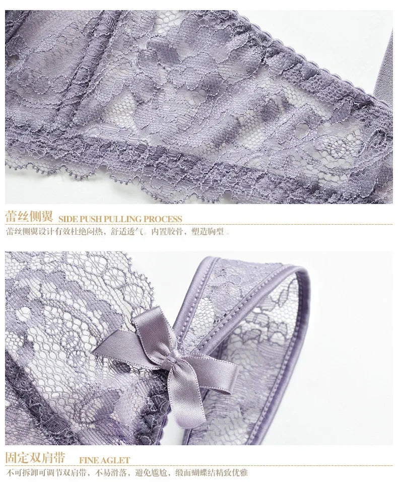 Lace Sexy Bra Women Thin See Through Lingerie Bow Embroidery Intimates Lingerie Female Daily Underwear luvshop24