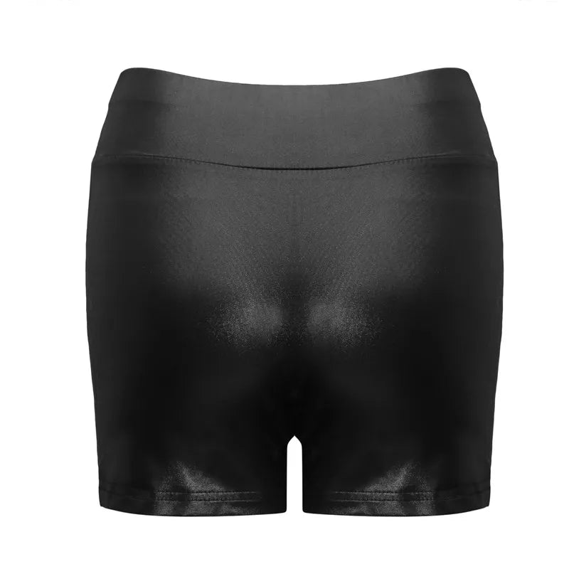 2024 Sexy Womens Shorts Shiny Elastic High Waist Shiny Faux PU Leather Short Pants Slim Hot Dance Clubwear Mini Shorts luvshop24
