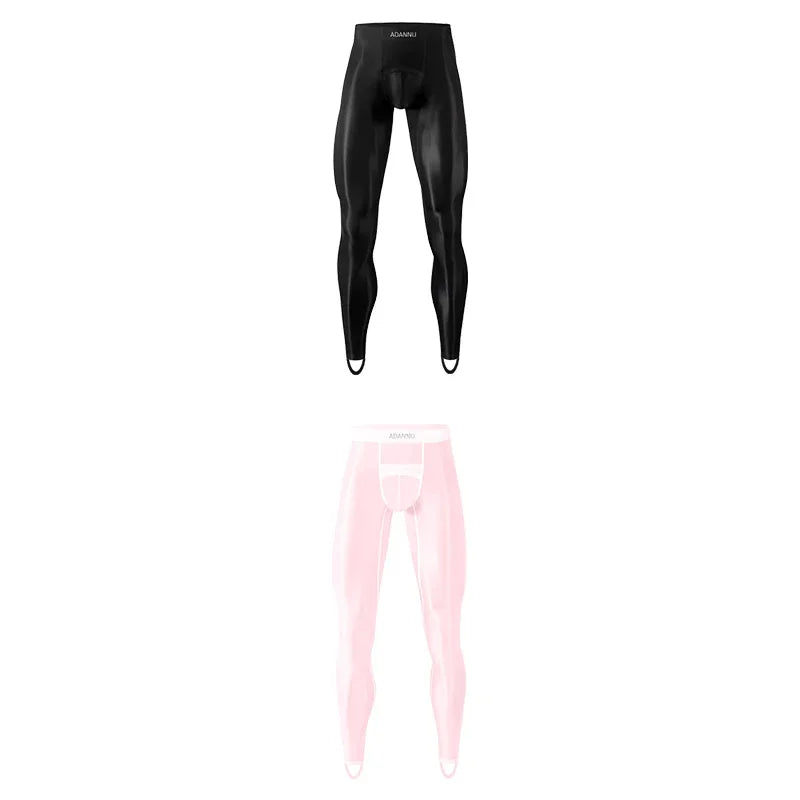 1/2/3PCS Men's Leggings Underwea Thin Sexy Transparent Ice Silk High Stretch Foot Anti Slip Pants Fitness Bottoms Pants AD776 luvshop24