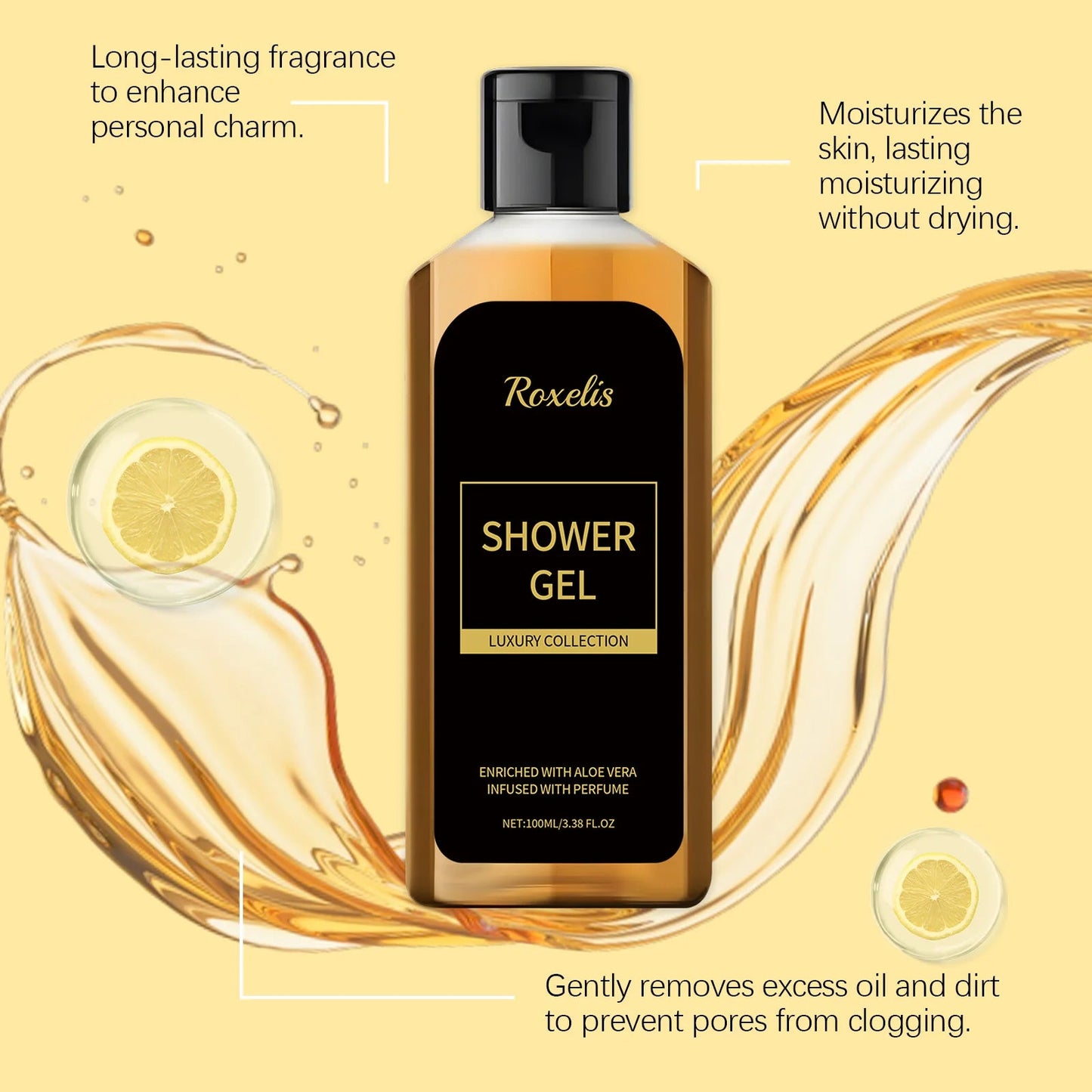 Roxelis Men Shower Wash Pheromone Perfume Shower Gel 100ml Pheromone Shower Gel Aloe Shower Gel Unisex Long-Lasting Freshness luvshop24