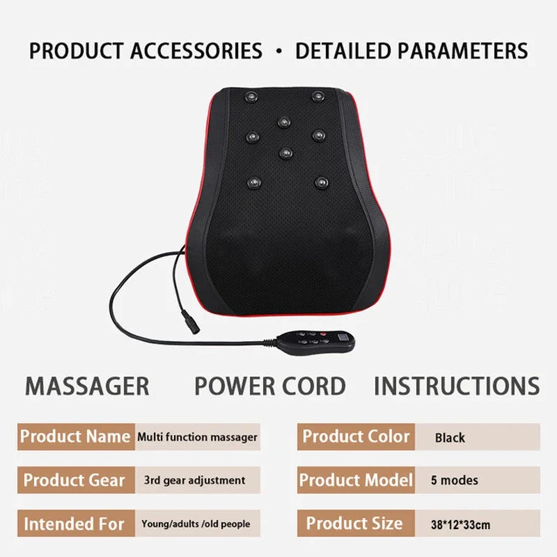 Portable Massager, Waist Massager, Full-body Muscle Relaxer, Car-portable Backrest Vibration Comfort Massager luvshop24