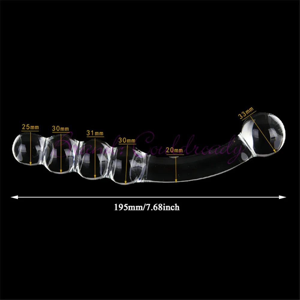 Pyrex Glass Dildo 195x33mm Fake Penis Crystal Anal Beads Butt Plug Prostate Massager G Spot Female Masturbation Toys luvshop24