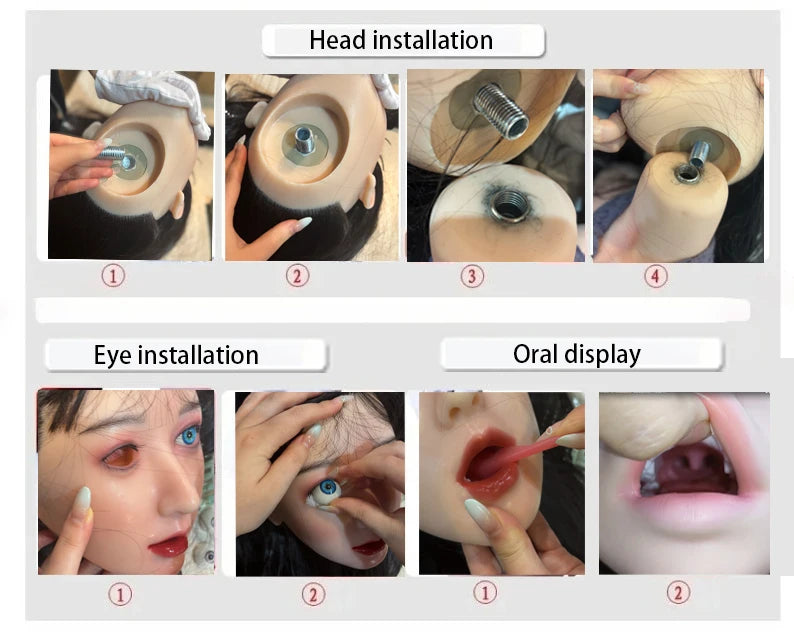 1:1 adult simulation head, with tongue and teeth, real oral cavity, can be used in conjunction with human silicone head for hair luvshop24